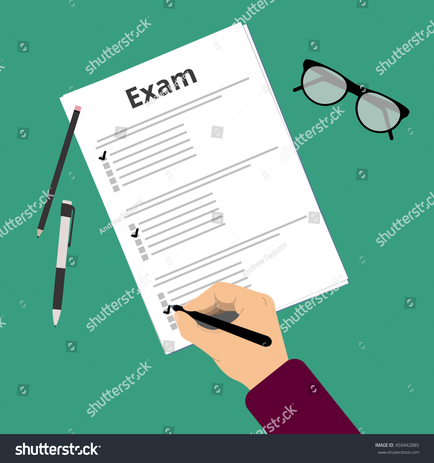 Passing Exam Test Education Flat Vector Stock Vector Royalty Free 459442885 