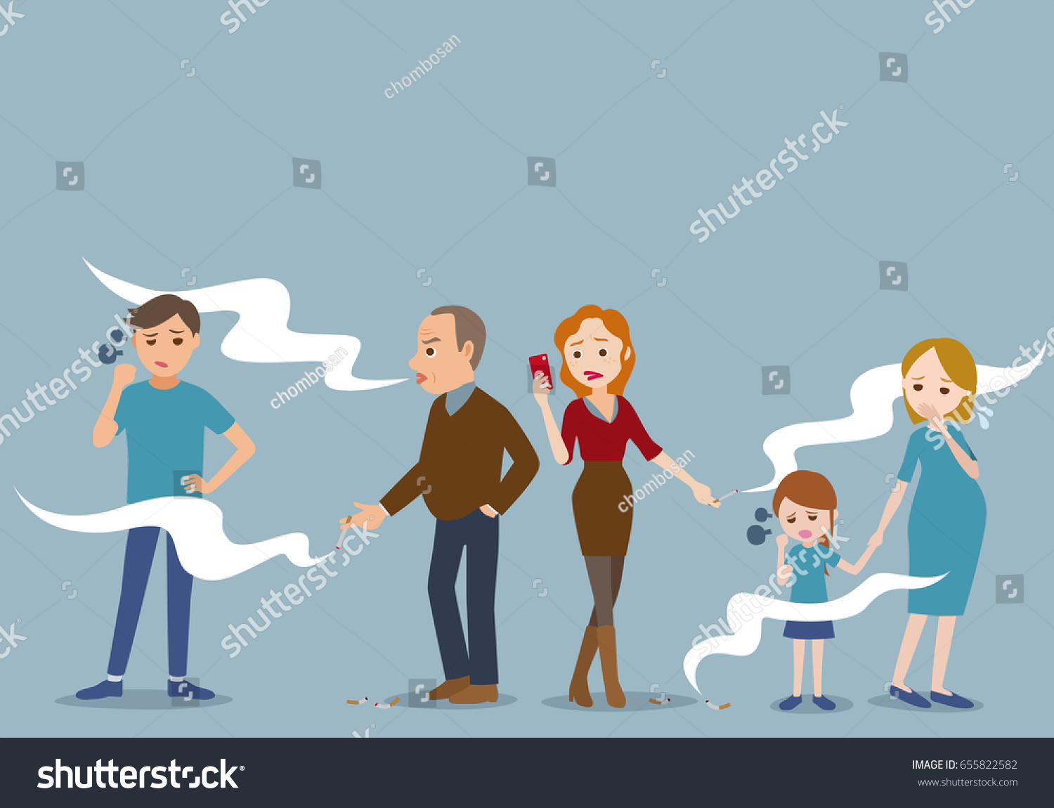 Passive Smoking Concept Illustration Stock Vector Royalty Free 655822582