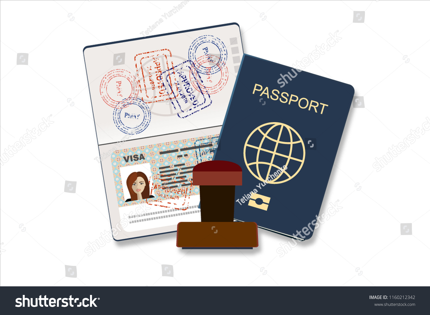 Passport Biometric Data Identification Document Stamp Stock Vector Royalty Free 1160212342 3763