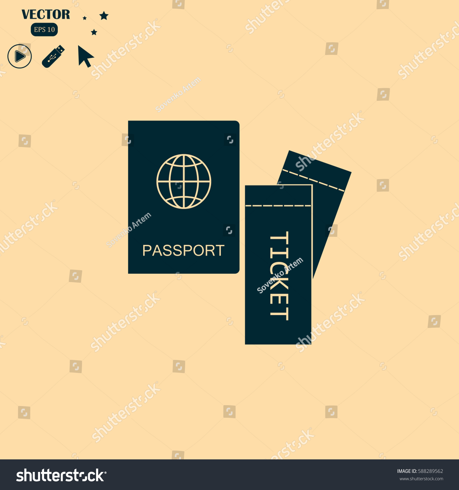 Passport Tickets Vector Illustration Concept Icons Stock Vector Royalty Free 588289562