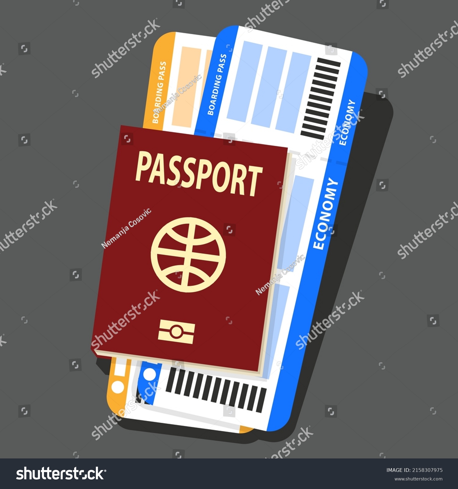 Passport Two Boarding Passes Airline Tickets Stock Vector Royalty Free 2158307975 Shutterstock