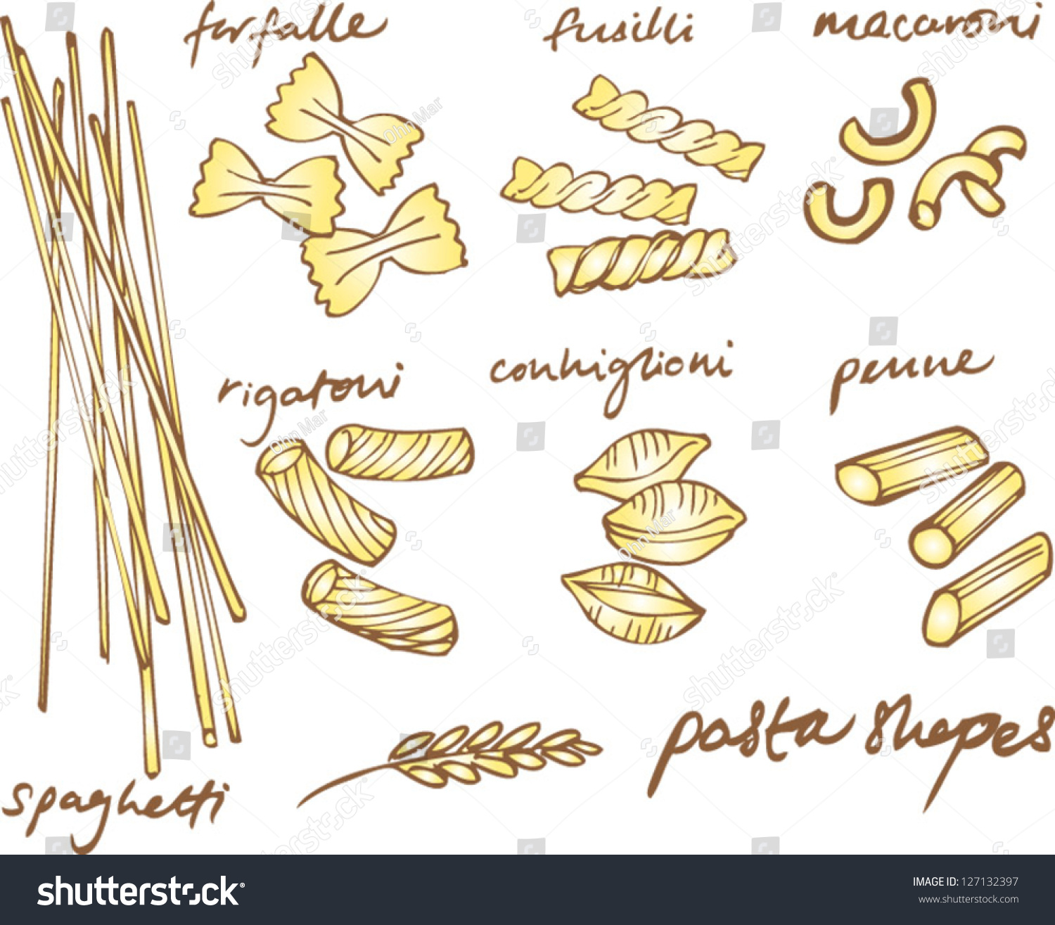 Pasta Drawings Vector Set - 127132397 : Shutterstock