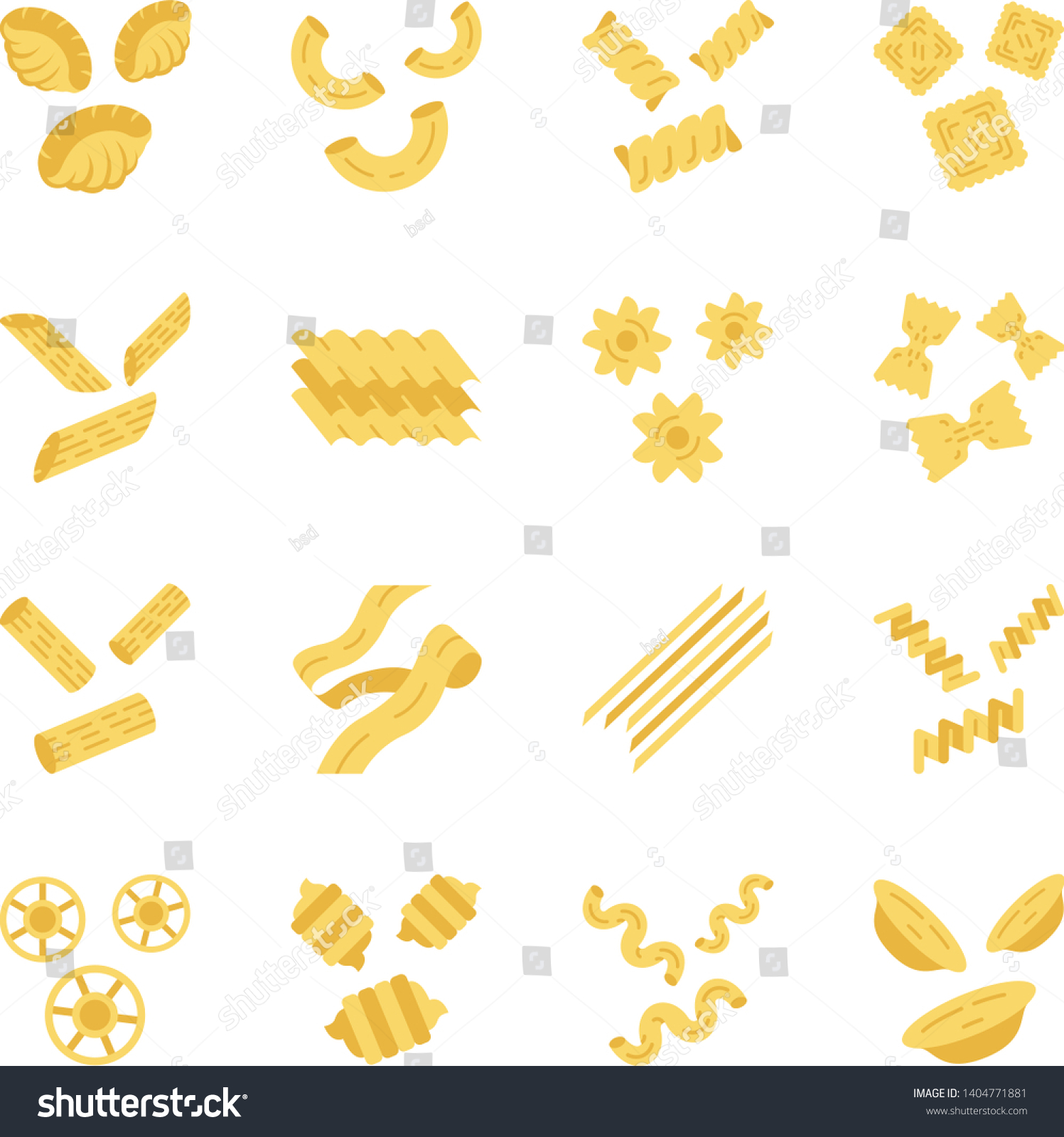 Pasta Noodles Flat Design Long Shadow Stock Vector Royalty Free 1404771881