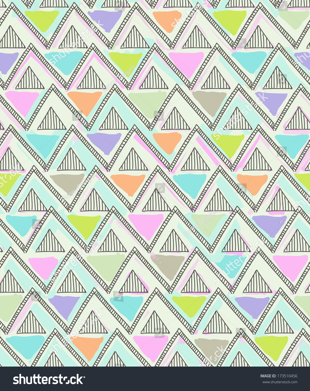 Pastel Hand Drawn Zigzag ~ Seamless Background Stock Vector ...