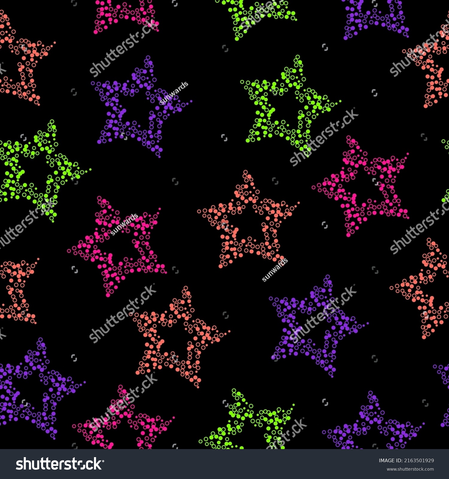 Pastel Stars On Black Seamless Background Stock Vector (Royalty Free ...