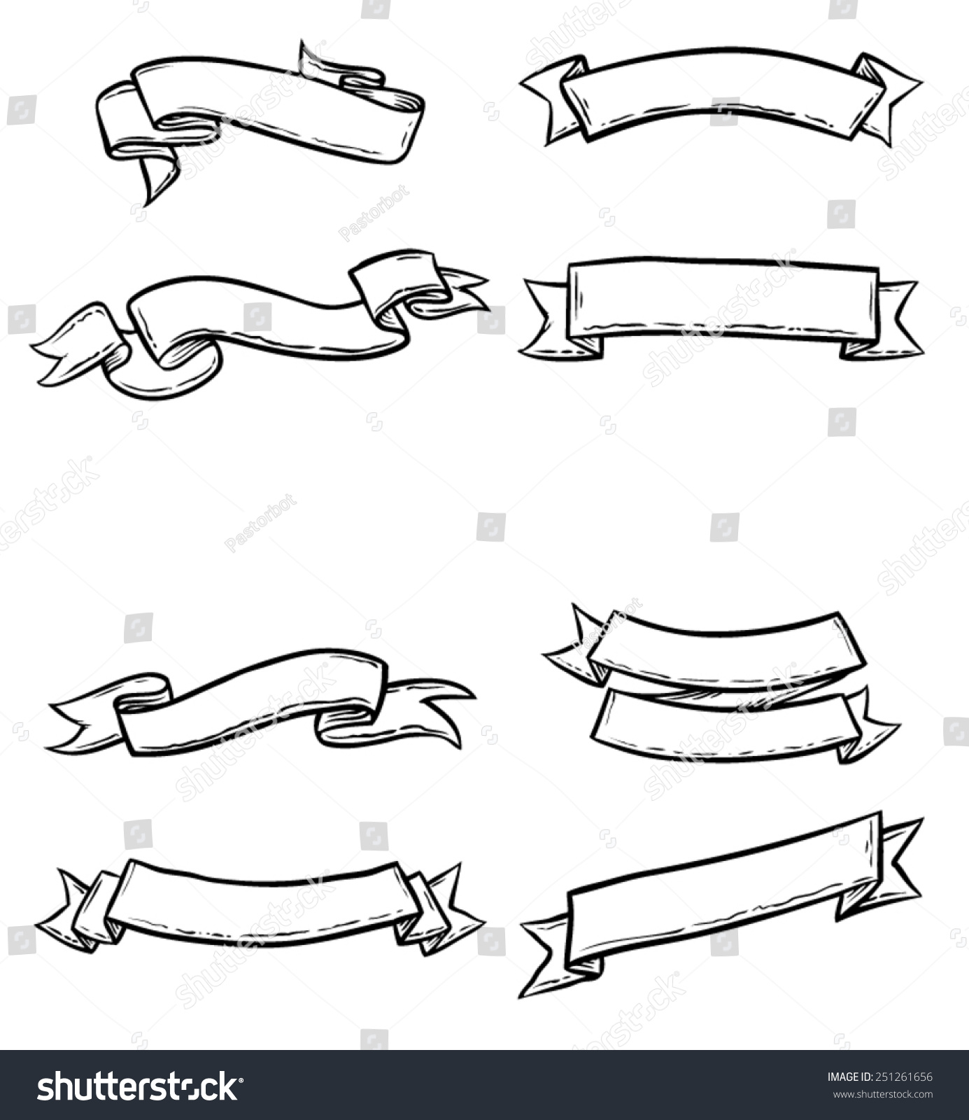 Pastorbots Hand Drawn Ribbonbanner Set 01 Stock Vector (Royalty Free ...