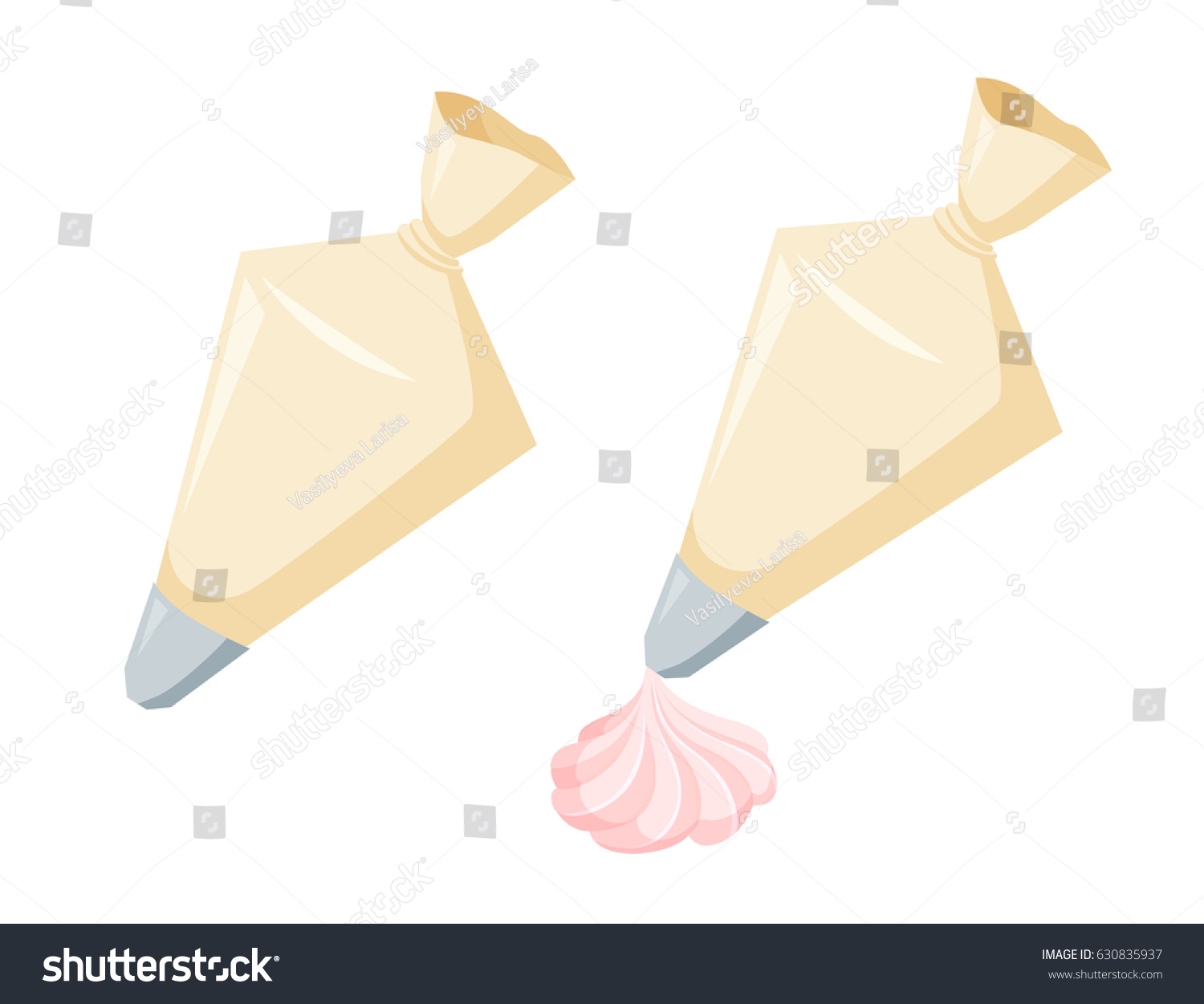 SVG of Pastry bag for decorate cakes with cream. Cooking and bakery process vector illustration. Kitchenware and utensils isolated on white. Tasty food svg