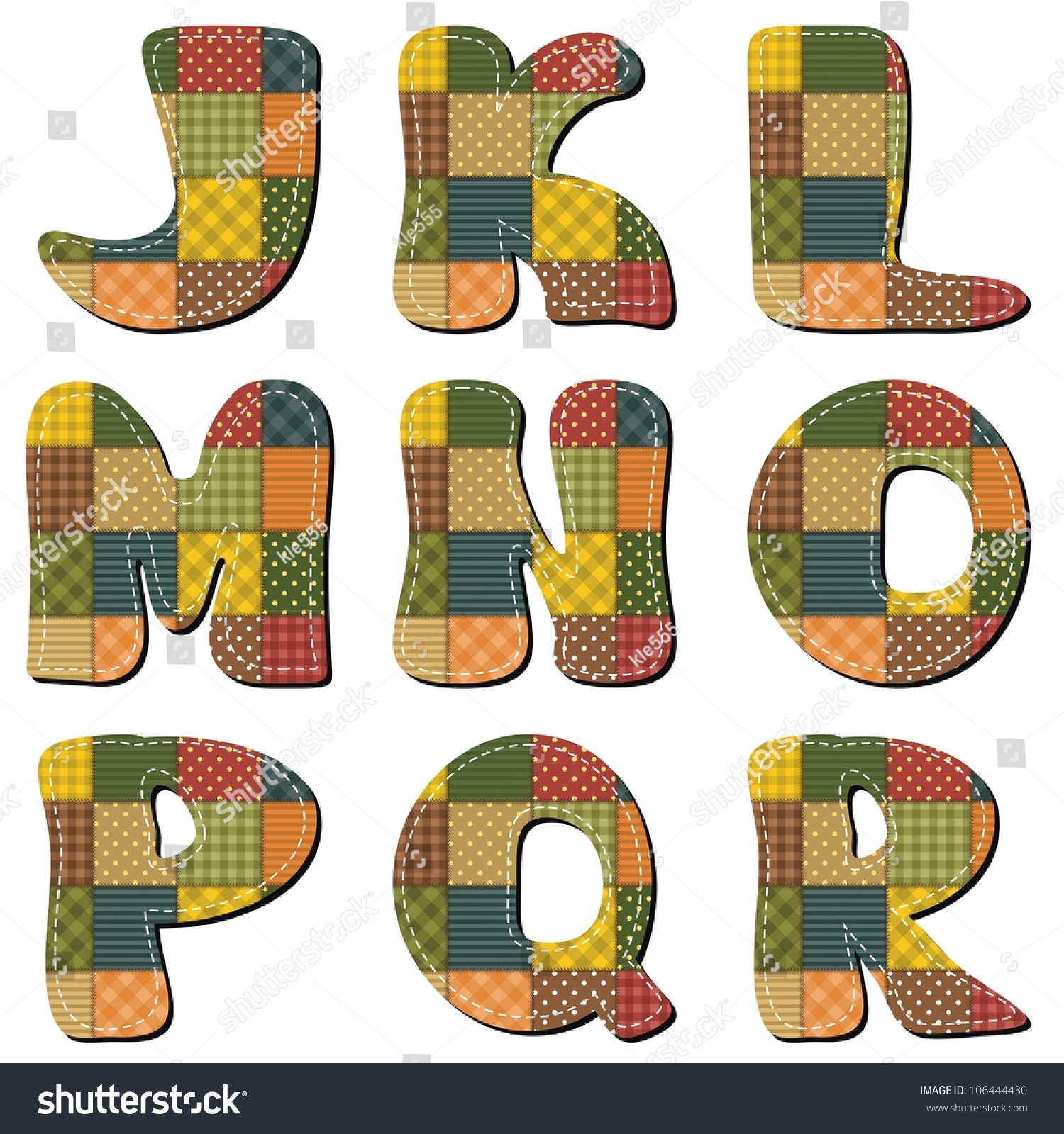 Patchwork Scrapbook Alphabet Part 2 Stock Vector Illustration 106444430 ...