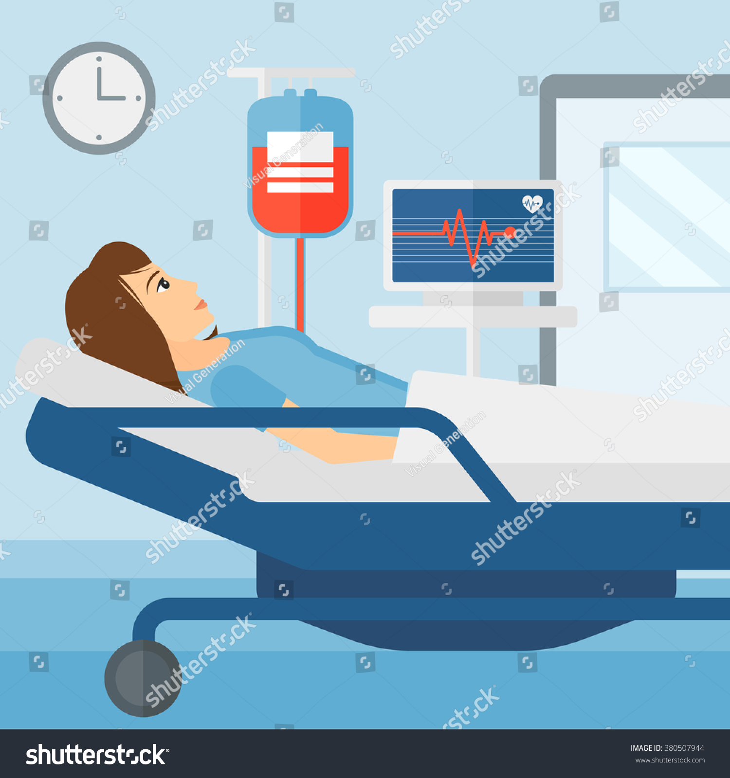 Patient Lying Hospital Bed Stock Vector (royalty Free) 380507944