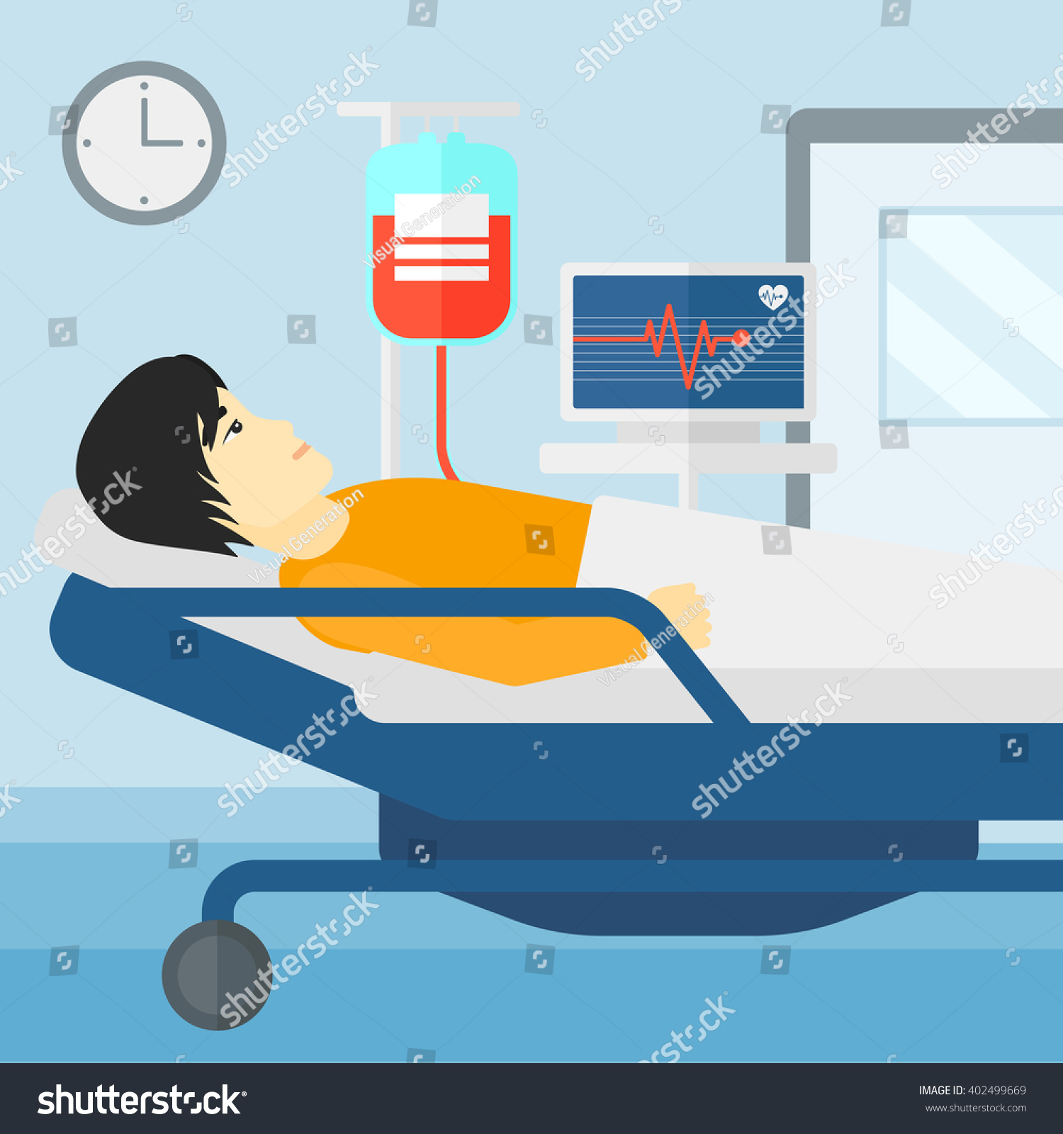 Patient Lying Hospital Bed Stock Vector (Royalty Free) 402499669 ...