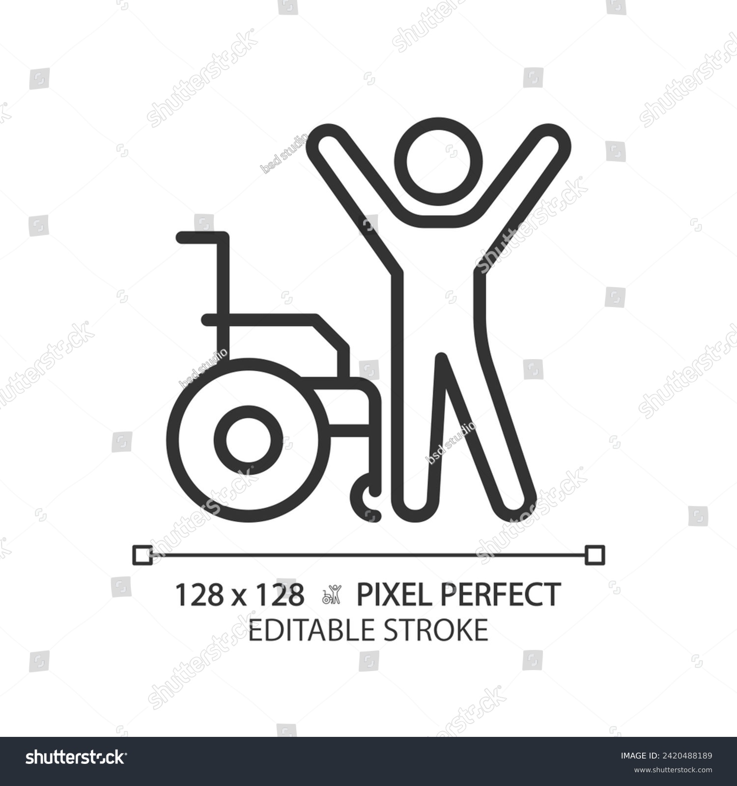 SVG of Patient recovery linear icon. Physical therapy, hospital discharge. Illness rehabilitation, health supplements. Thin line illustration. Contour symbol. Vector outline drawing. Editable stroke svg