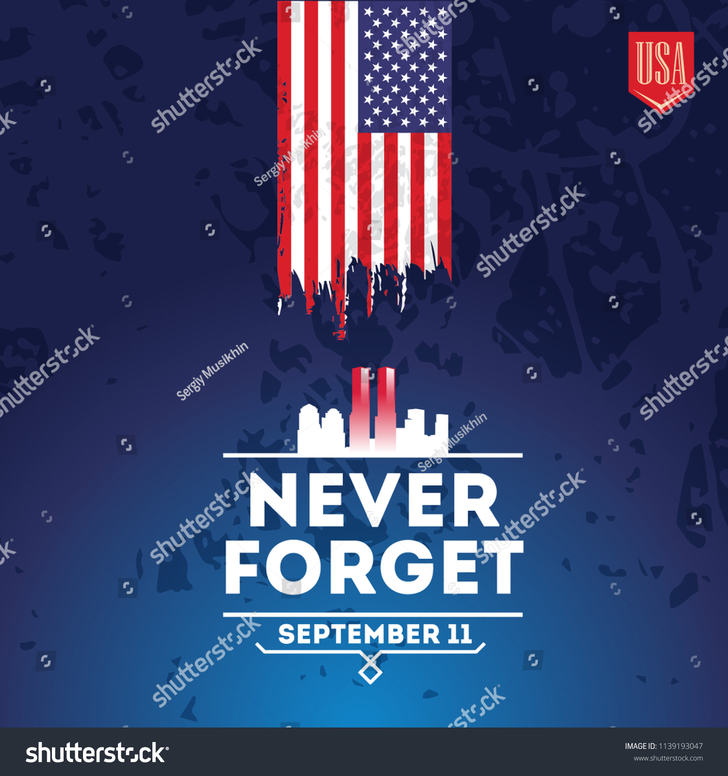 Patriot Day Vector Poster American Flags Stock Vector (Royalty Free