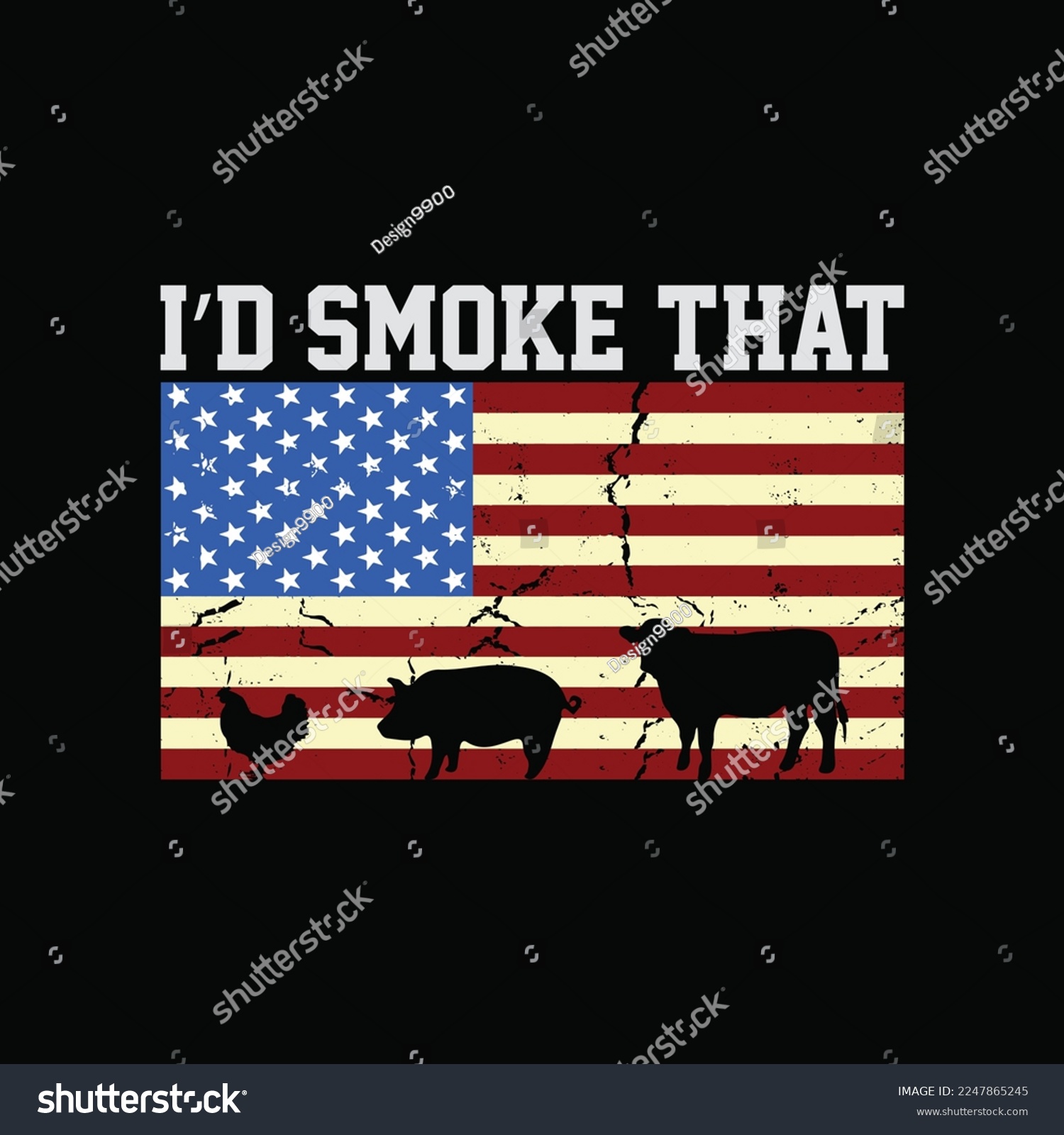 SVG of Patriotic American BBQ USA Flag I’d Smoke That Barbecue svg