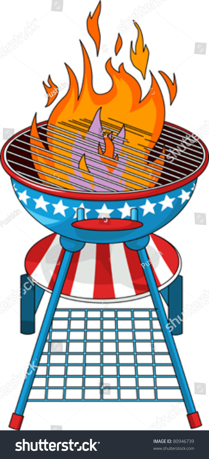 patriotic barbecue grill with flames clip art preview