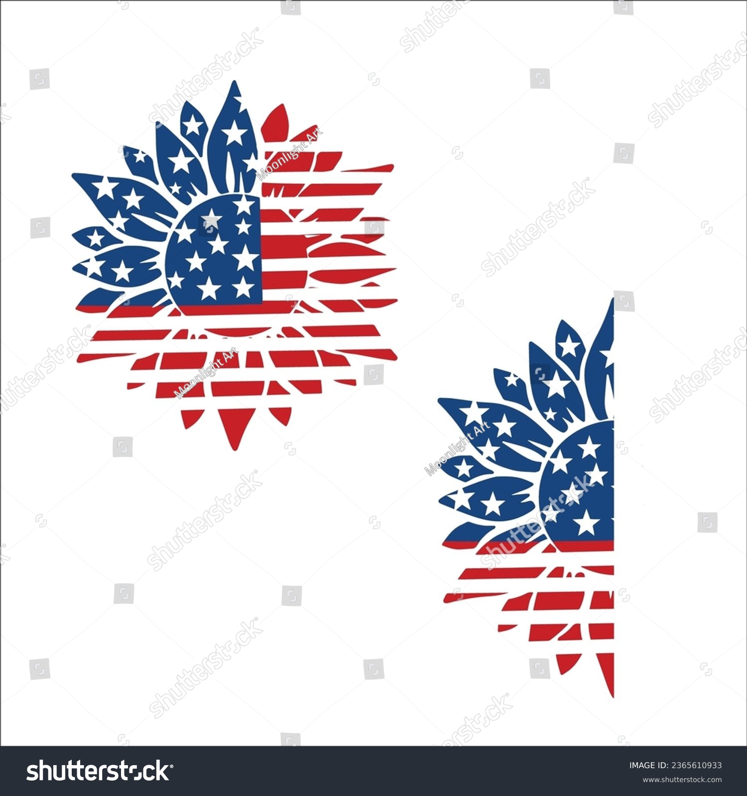 SVG of Patriotic sunflower Svg, Sunflower American flag svg, Flower USA flag sublimation file Independence Day decal file Cricut Silhouette vector svg