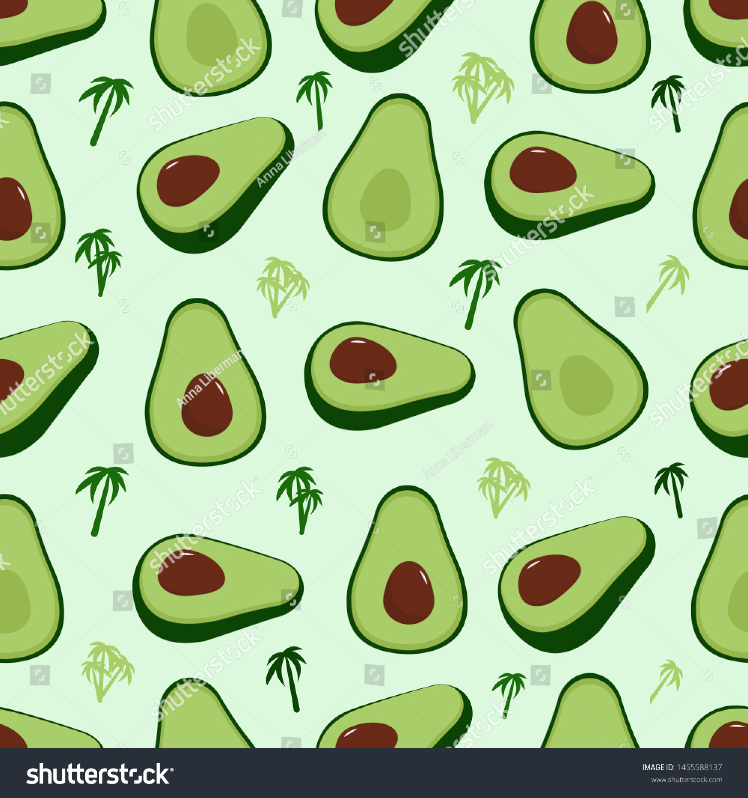 Pattern Avocado Wallpaper Green Background Stock Vector (Royalty Free ...