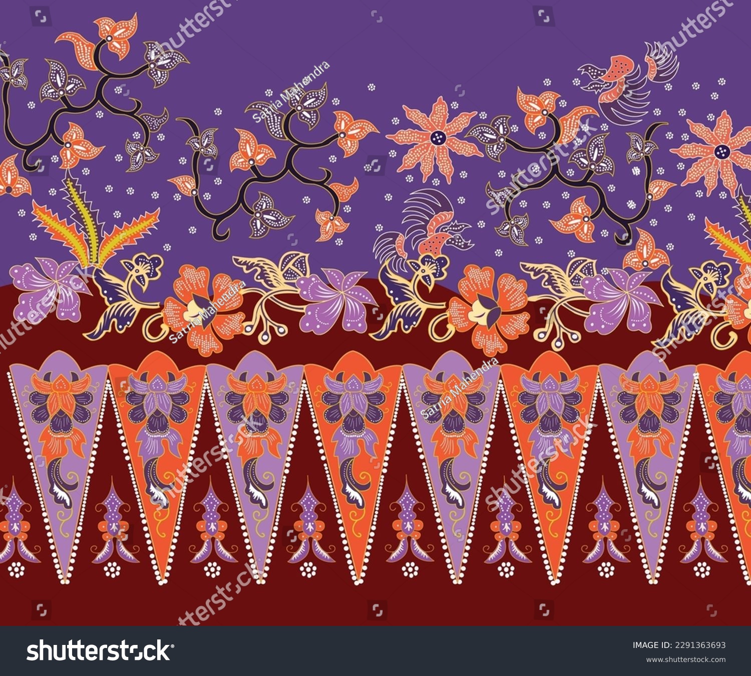 SVG of Pattern Batik Shoots of bamboo shoots Betawi cloth with floral motifs and very bright colors which are characteristic of Betawi svg