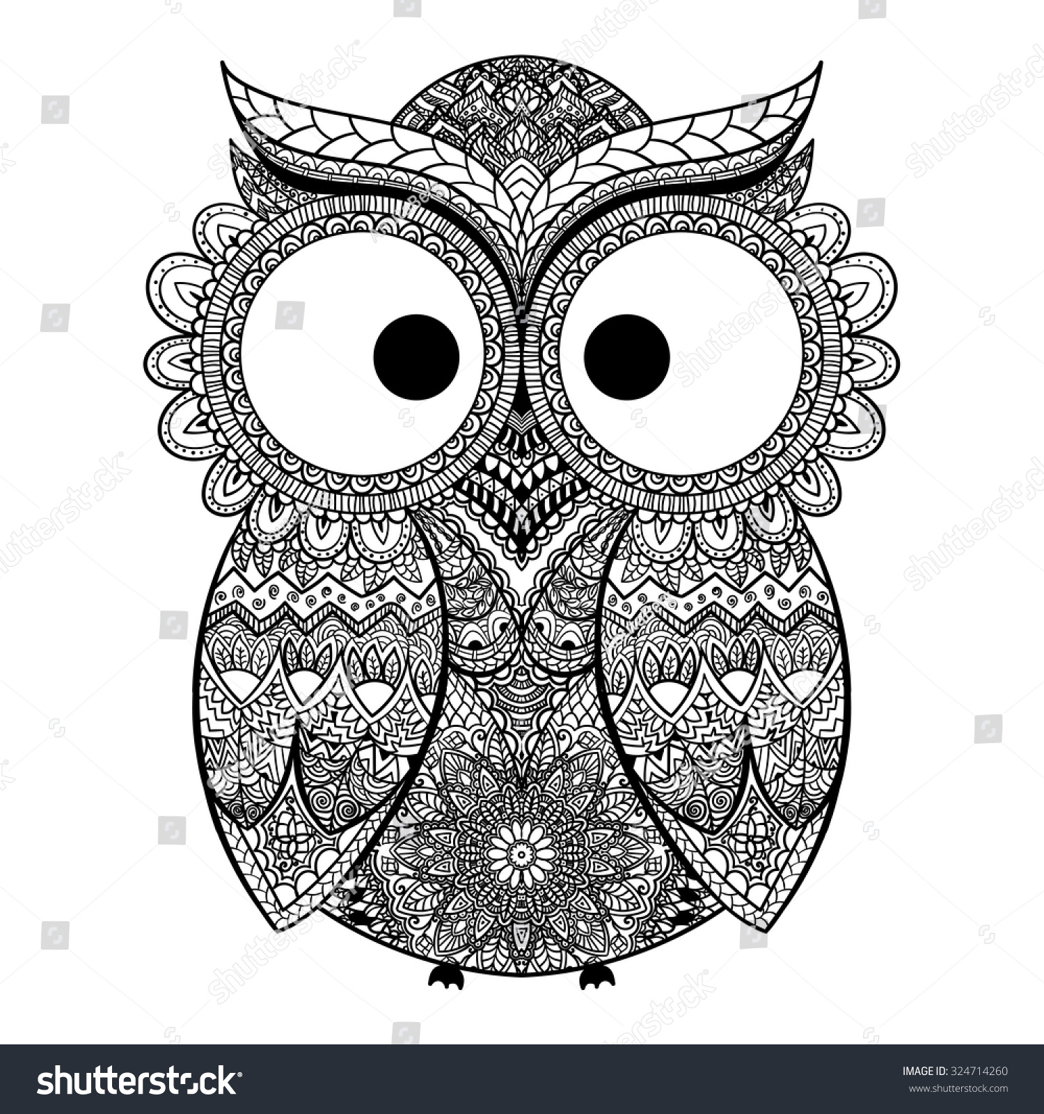 Pattern Boho Ornamental Owl Illustration Ethnics Stock ...