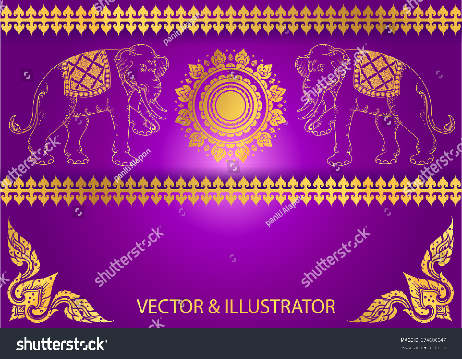 SVG of pattern Elephant outline thai tradition svg