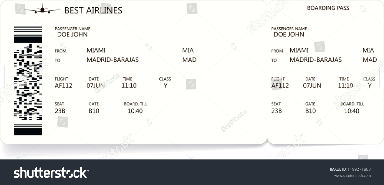 Pattern Boarding Pass Air Ticket Barcode Vetor Stock Livre De Direitos 1199271883