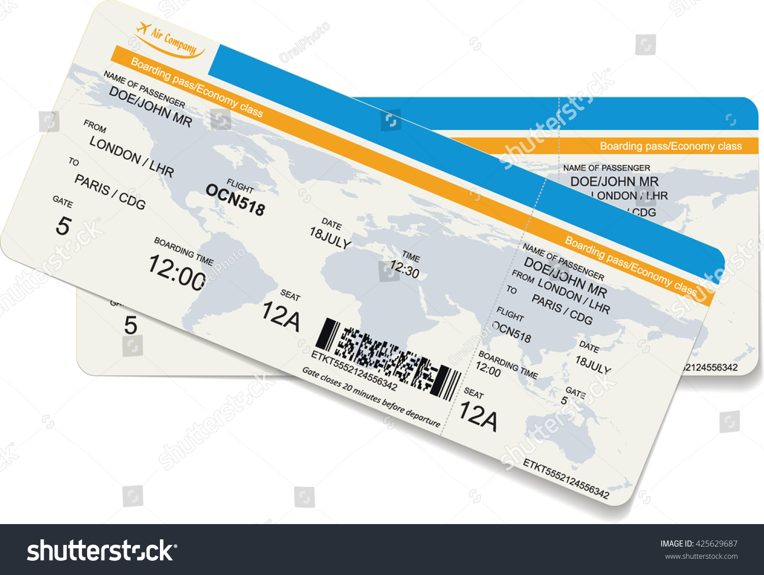 Pattern Boarding Pass Air Ticket Stock Vector (royalty Free) 425629687 