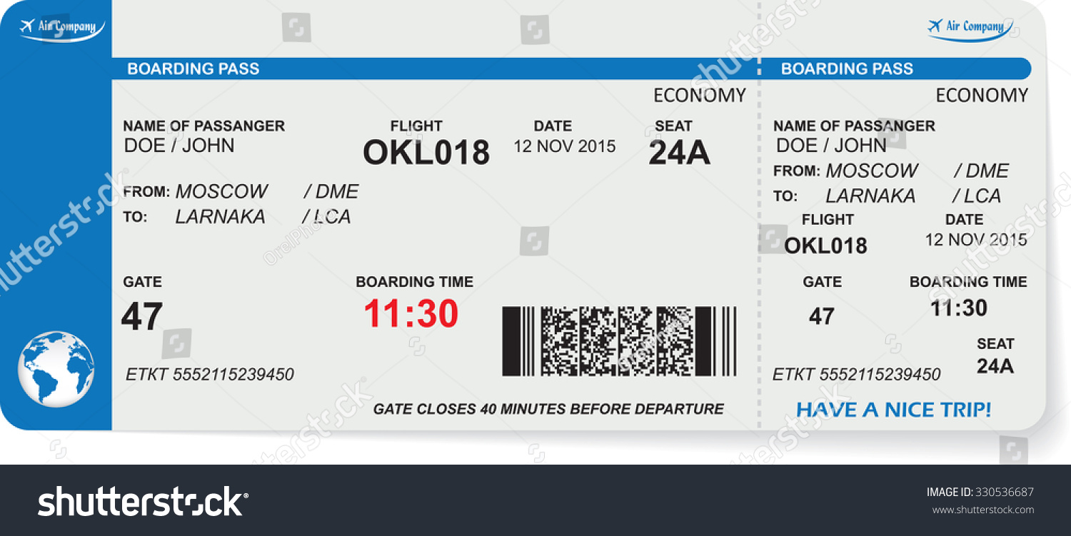 Pattern Of Airline Boarding Pass Ticket With Qr2 Code. Concept Of ...