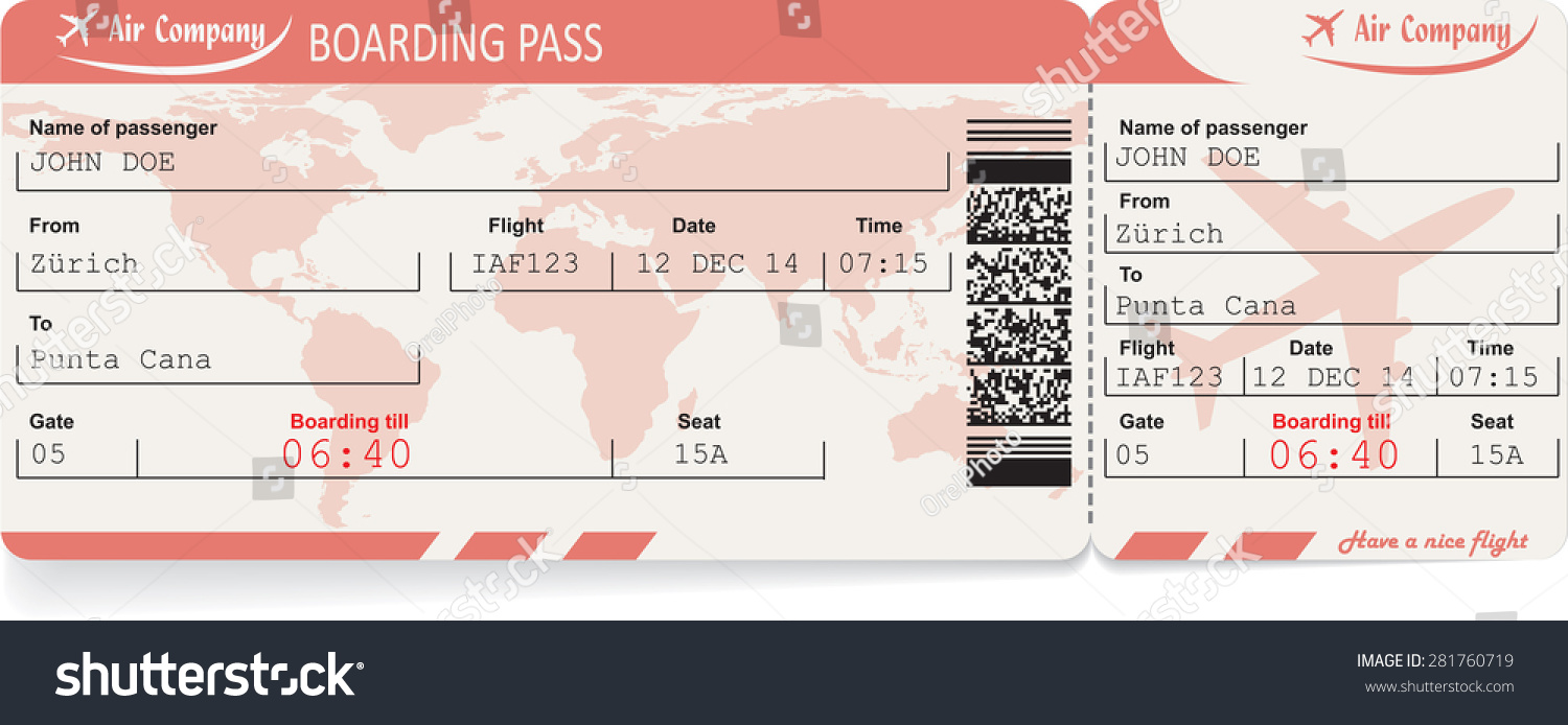 Pattern Of Airline Boarding Pass Ticket With Qr2 Code. Isolated On ...