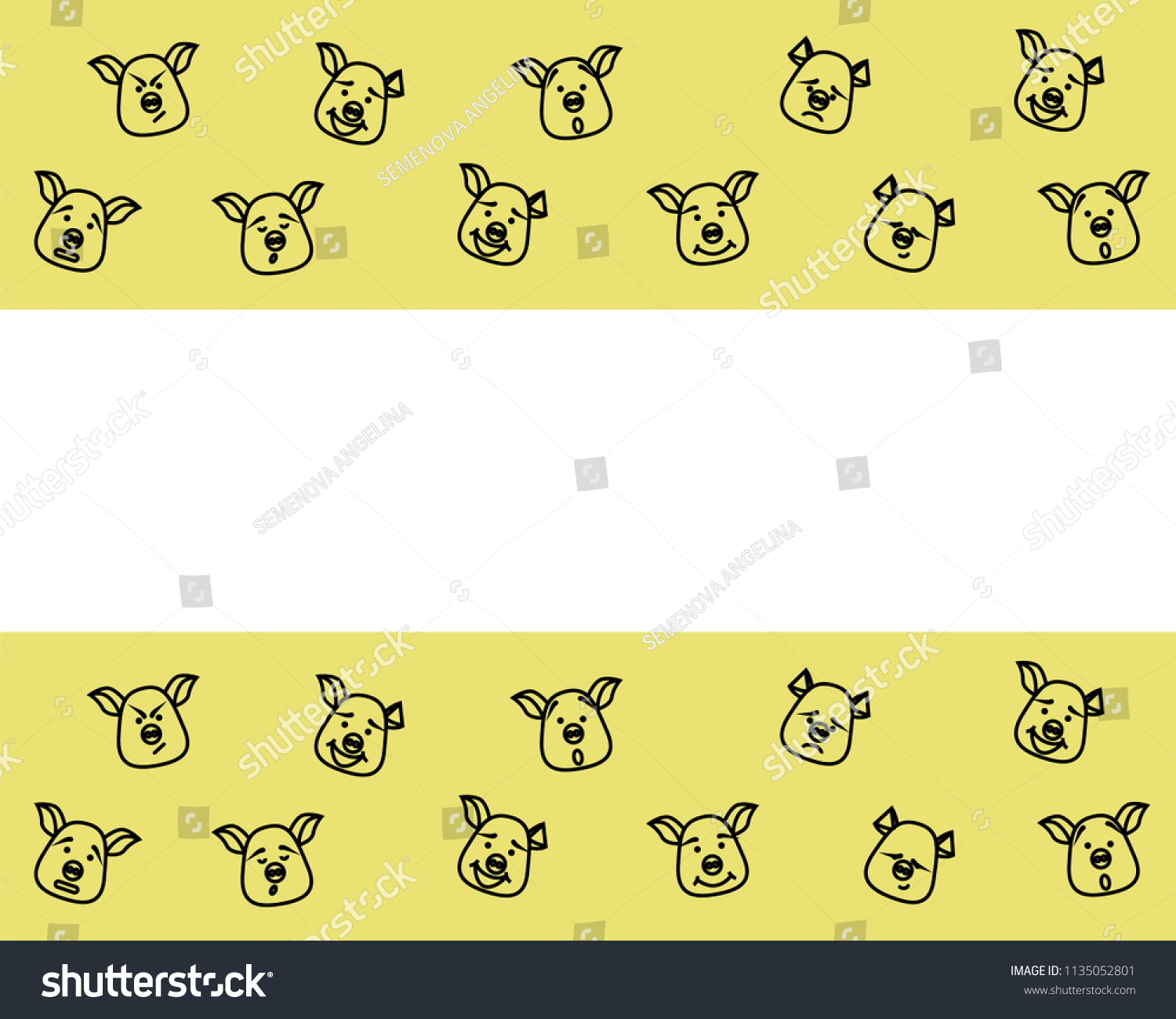 Pattern Pig Head Different Emotions Meme Stock Vector Royalty Free