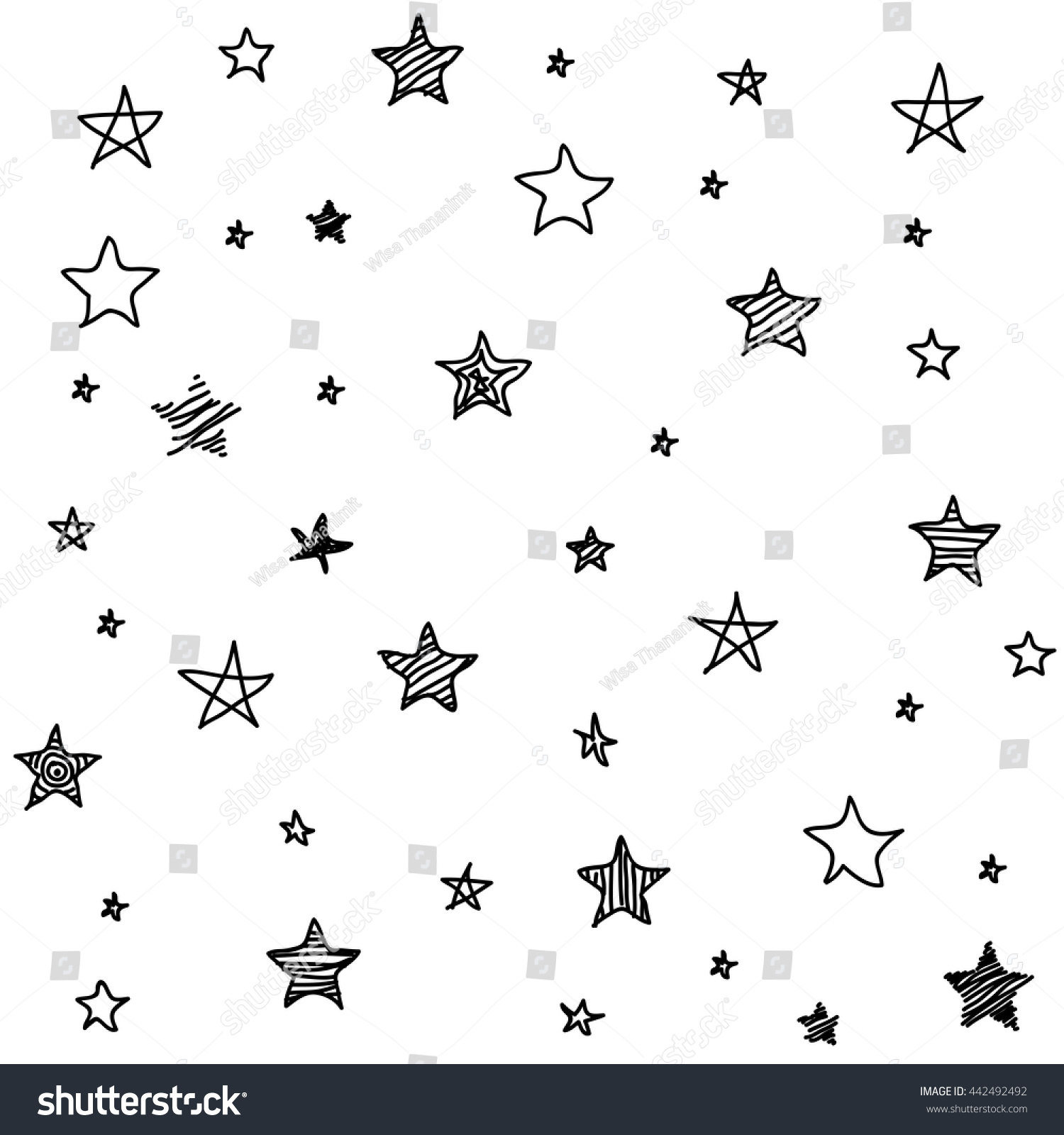 Pattern Of Star Doodle Stock Vector 442492492 : Shutterstock