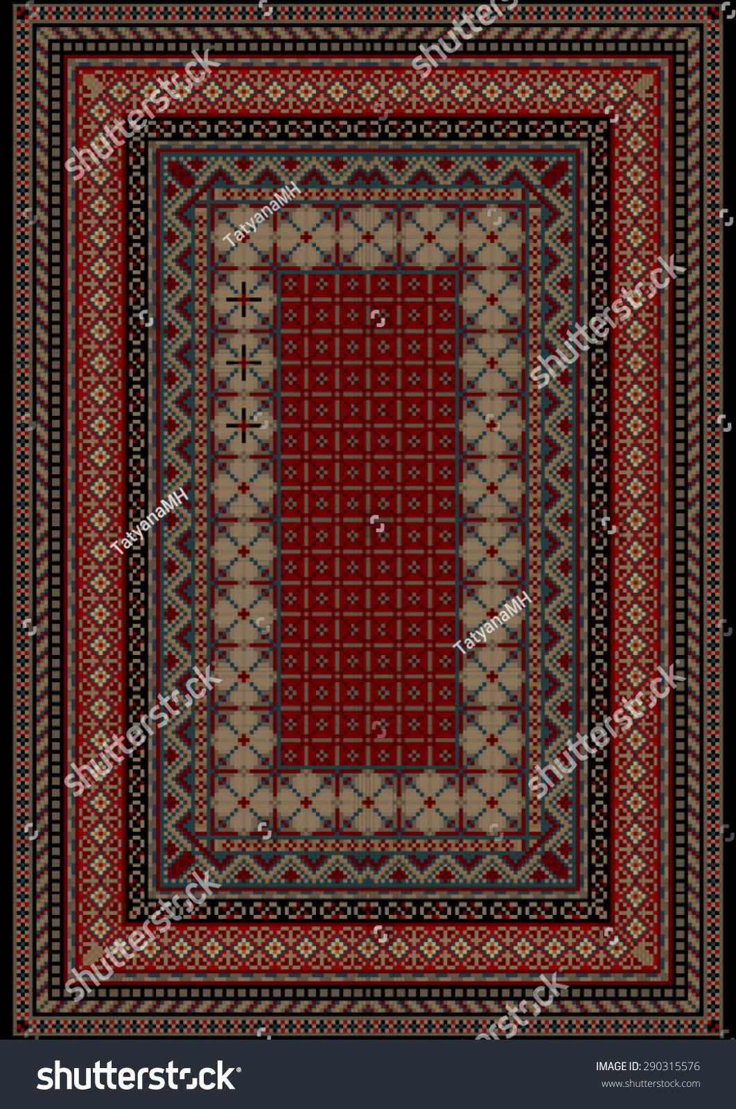 SVG of Pattern old carpet with motley ornament on the border and burgundy mid
 svg