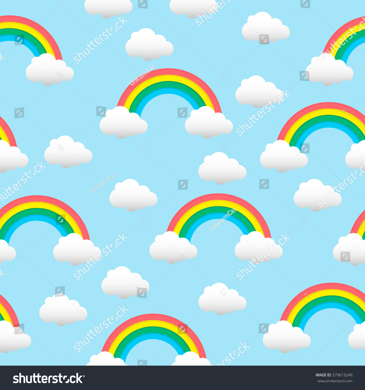 Pattern Rainbow Clouds Seamless Texture On Stock Vector 579613249 ...