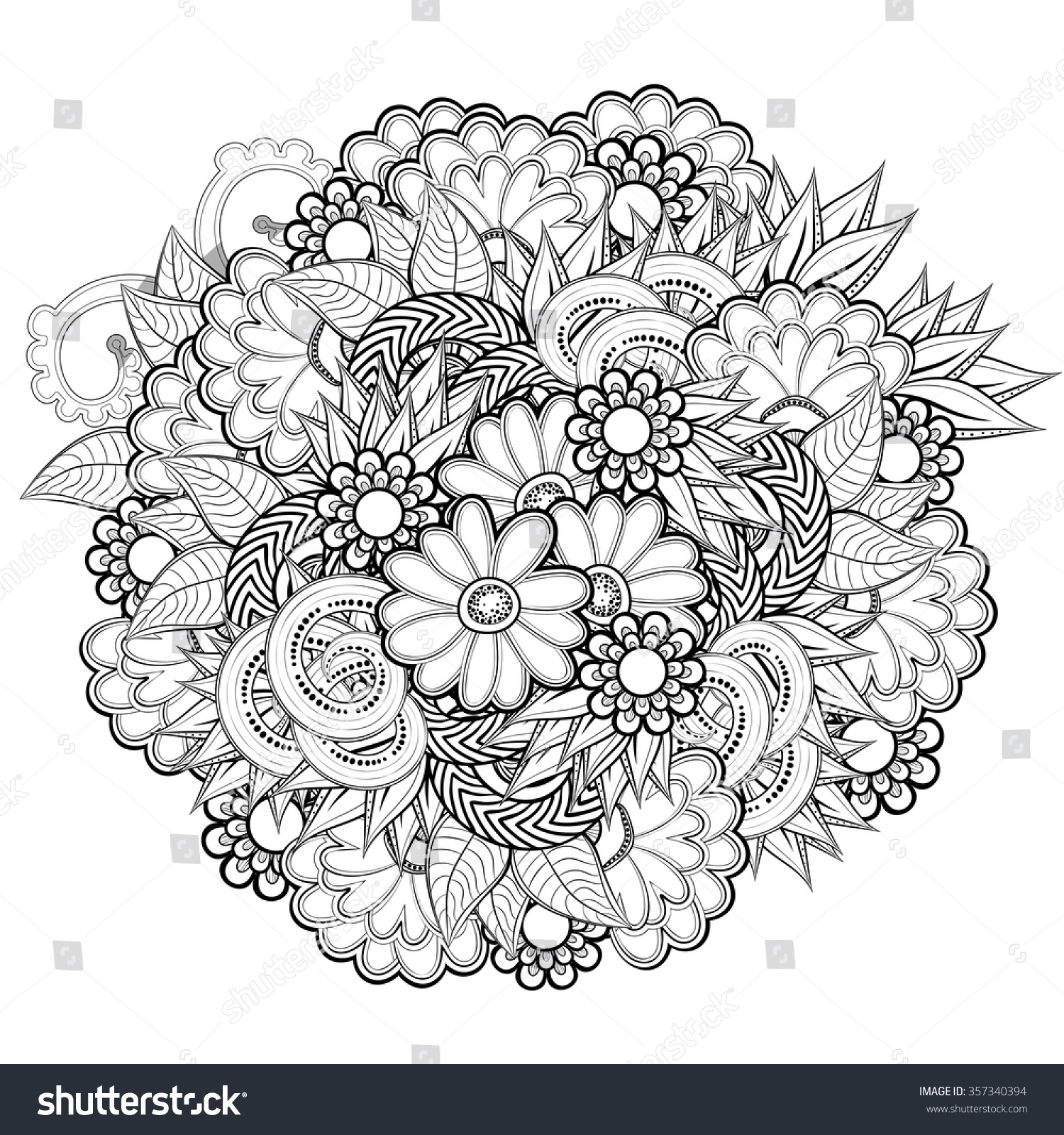 Pattern Abstract Flowers Coloring Book Page Stock Vector 357340394 ...