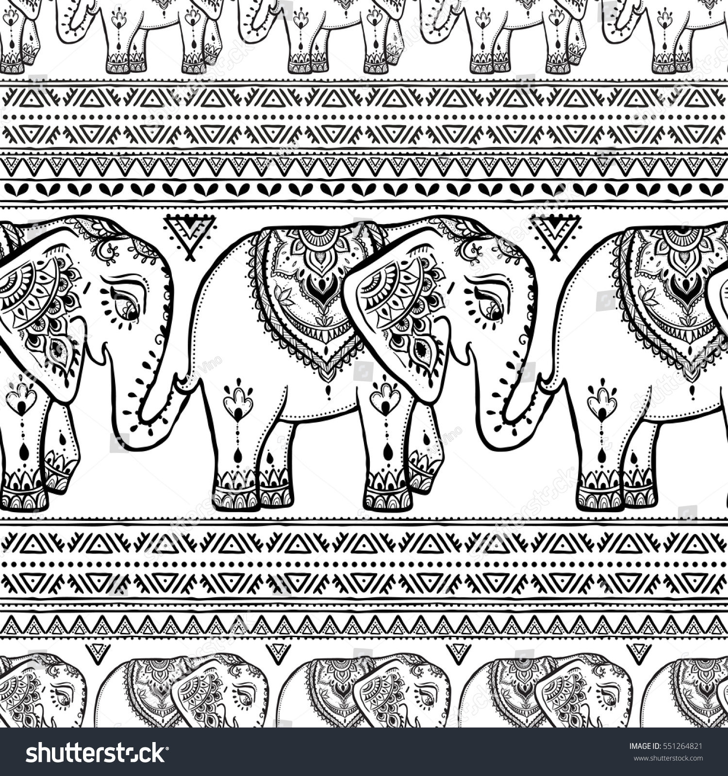 Pattern Elephant Mandala Frame Animal Made Stock Vector (Royalty Free ...