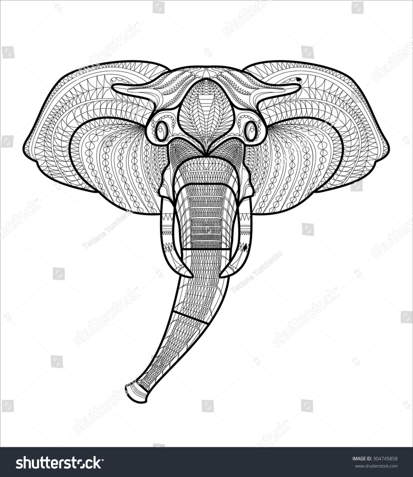 patterned head elephant african indian tattoo stock vector patterned head elephant african indian tattoo stock vector