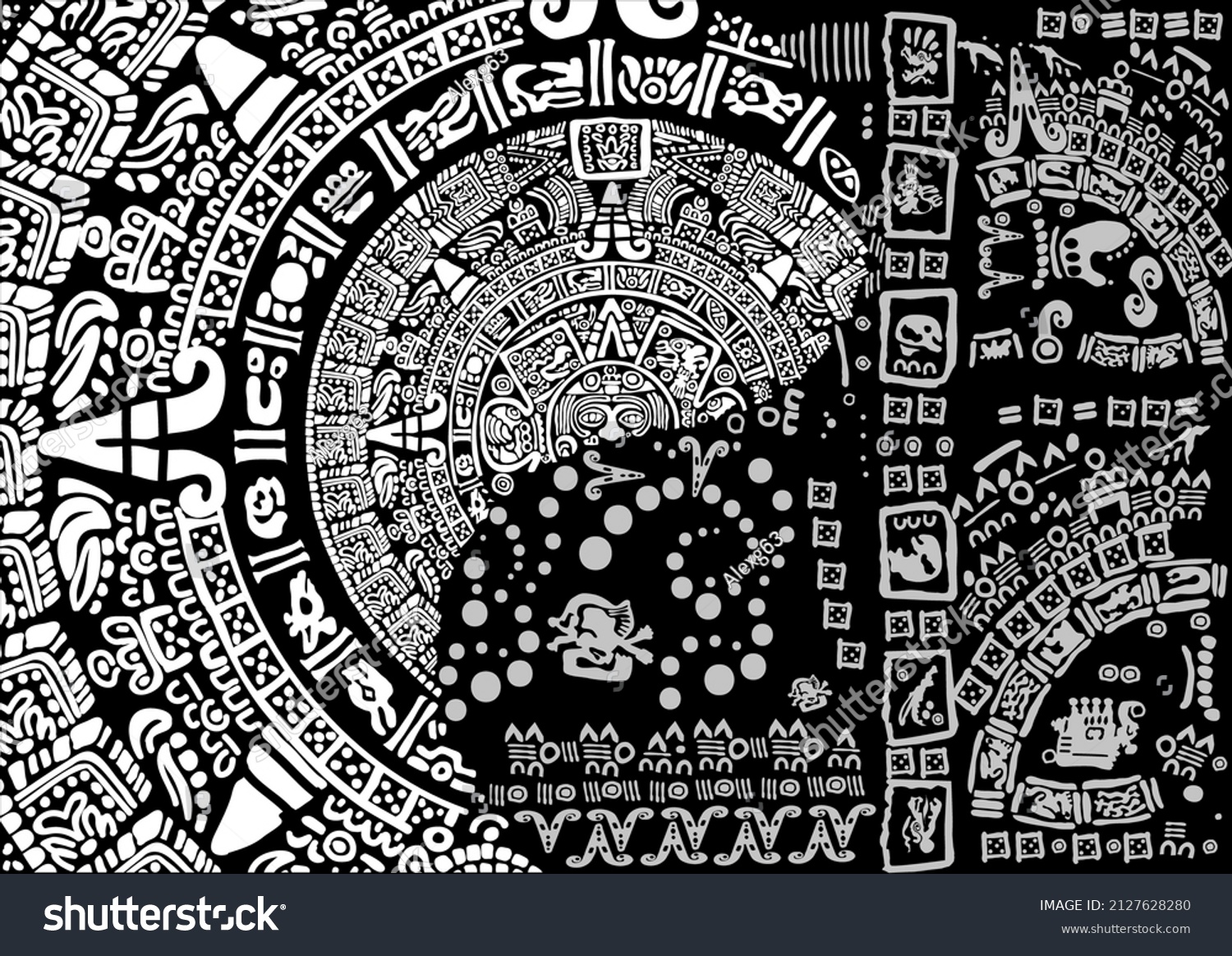 Patterns Ancient Civilizations Mayan Calendar Stock Vector