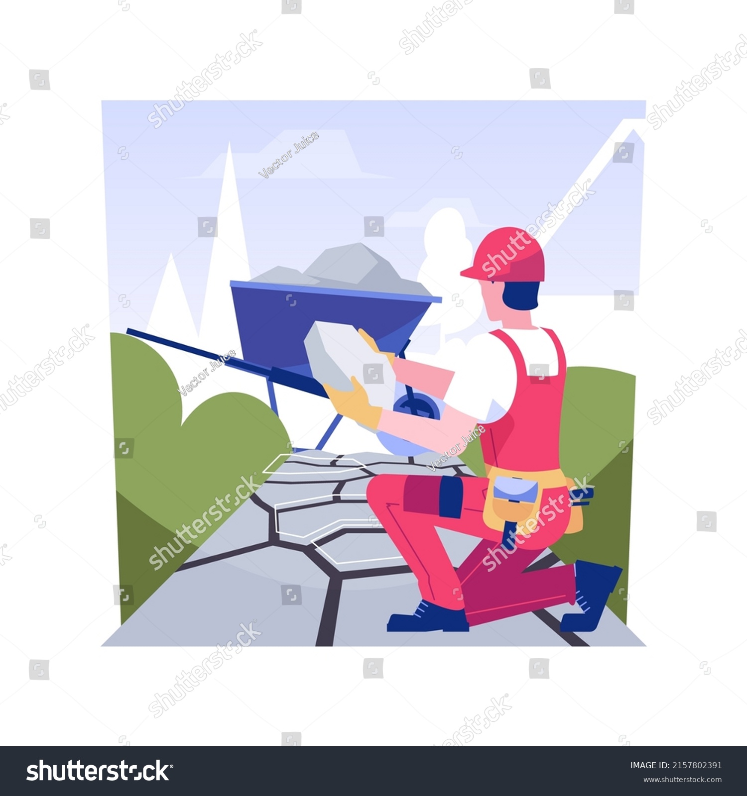 Paving Works Isolated Concept Vector Illustration Stock Vector (Royalty ...