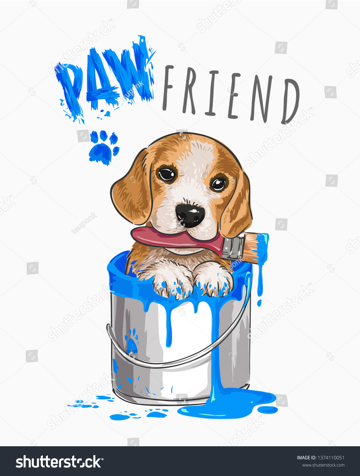 Friend Slogan Dog Paint Stock Vector Free) 1374110051