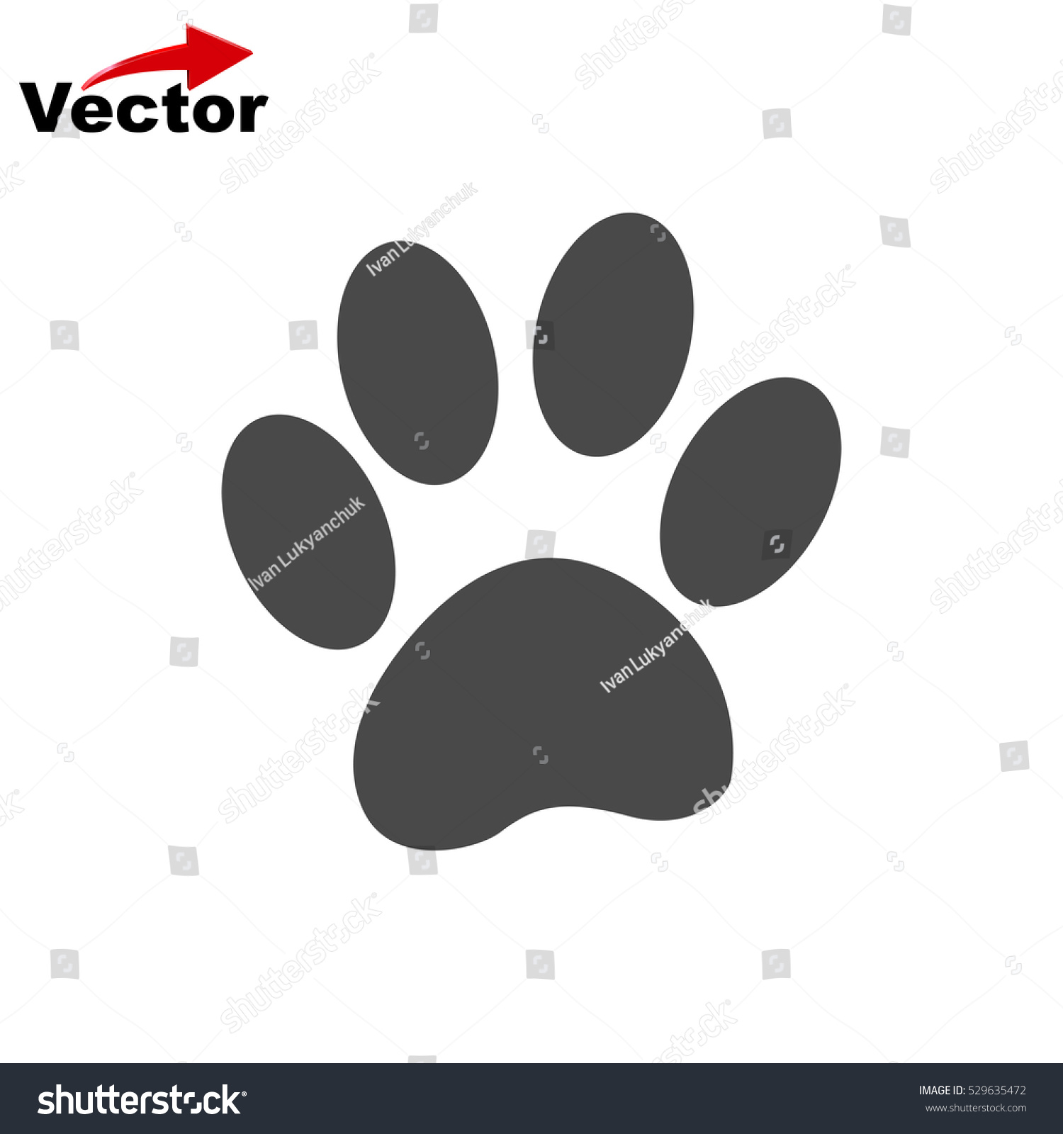 Paw Print Icon Stock Vector Illustration 529635472 : Shutterstock