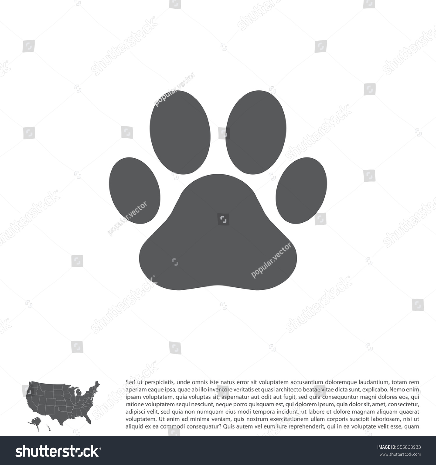 Paw Print Icon Vector Stock Vector 555868933 - Shutterstock