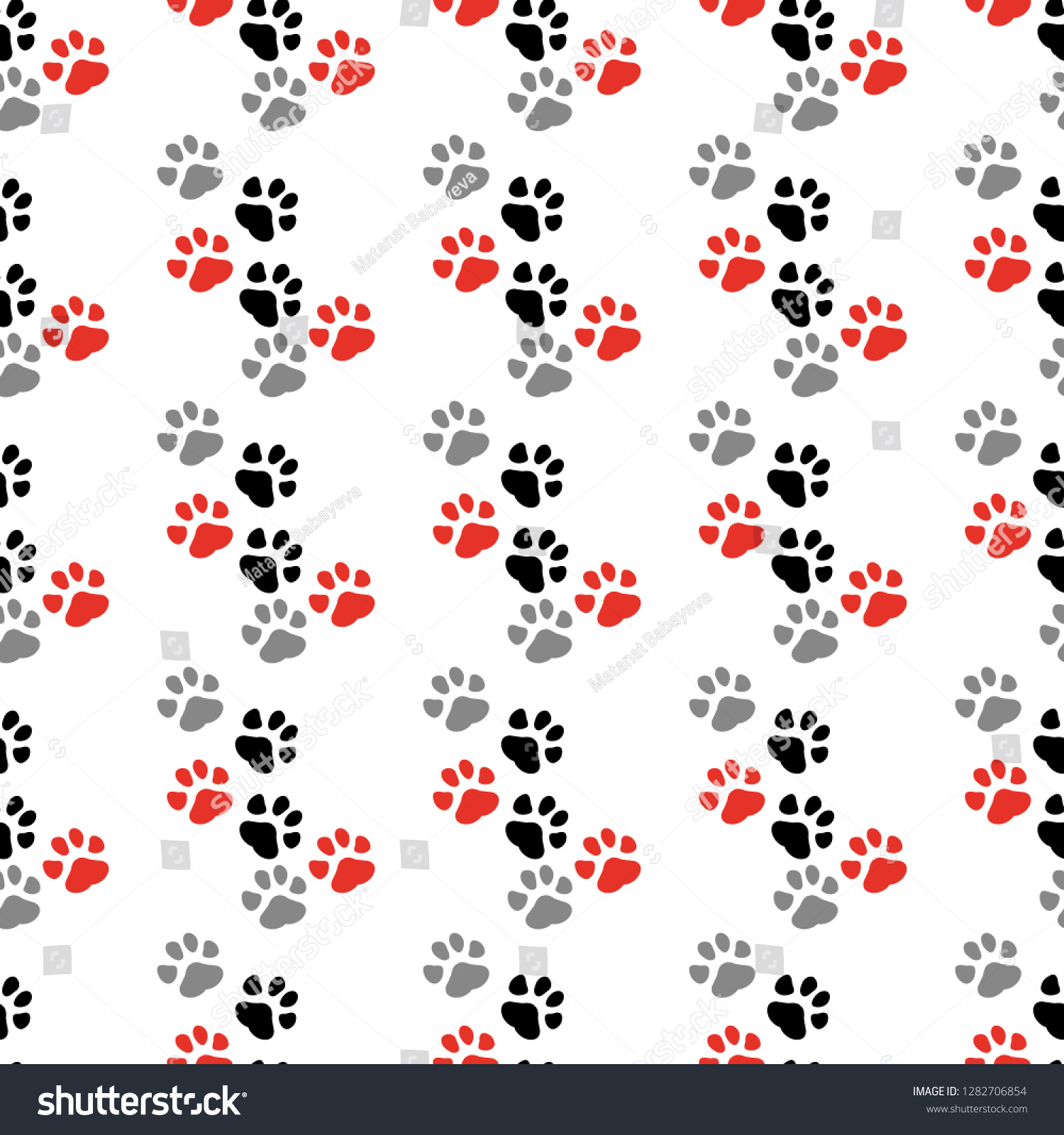 Paw Print Seamless Traces Cat Textile Stock Vector (Royalty Free ...