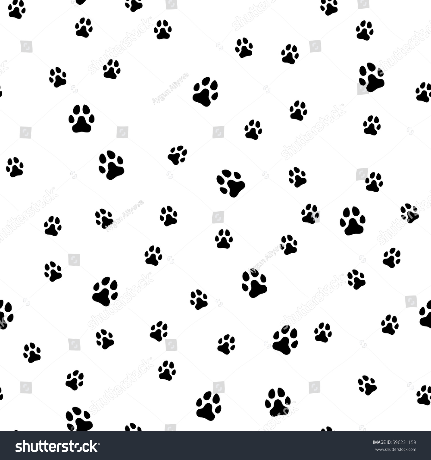 Paw Print Seamless Traces Cat Textile Stock Vector (royalty Free) 596231159