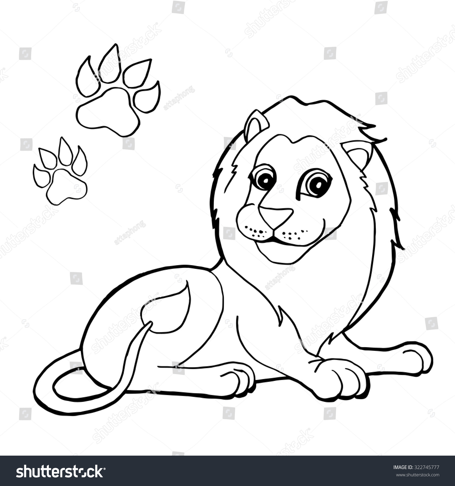 Download Paw Print Lion Coloring Pages Vector Stock Vector 322745777 - Shutterstock