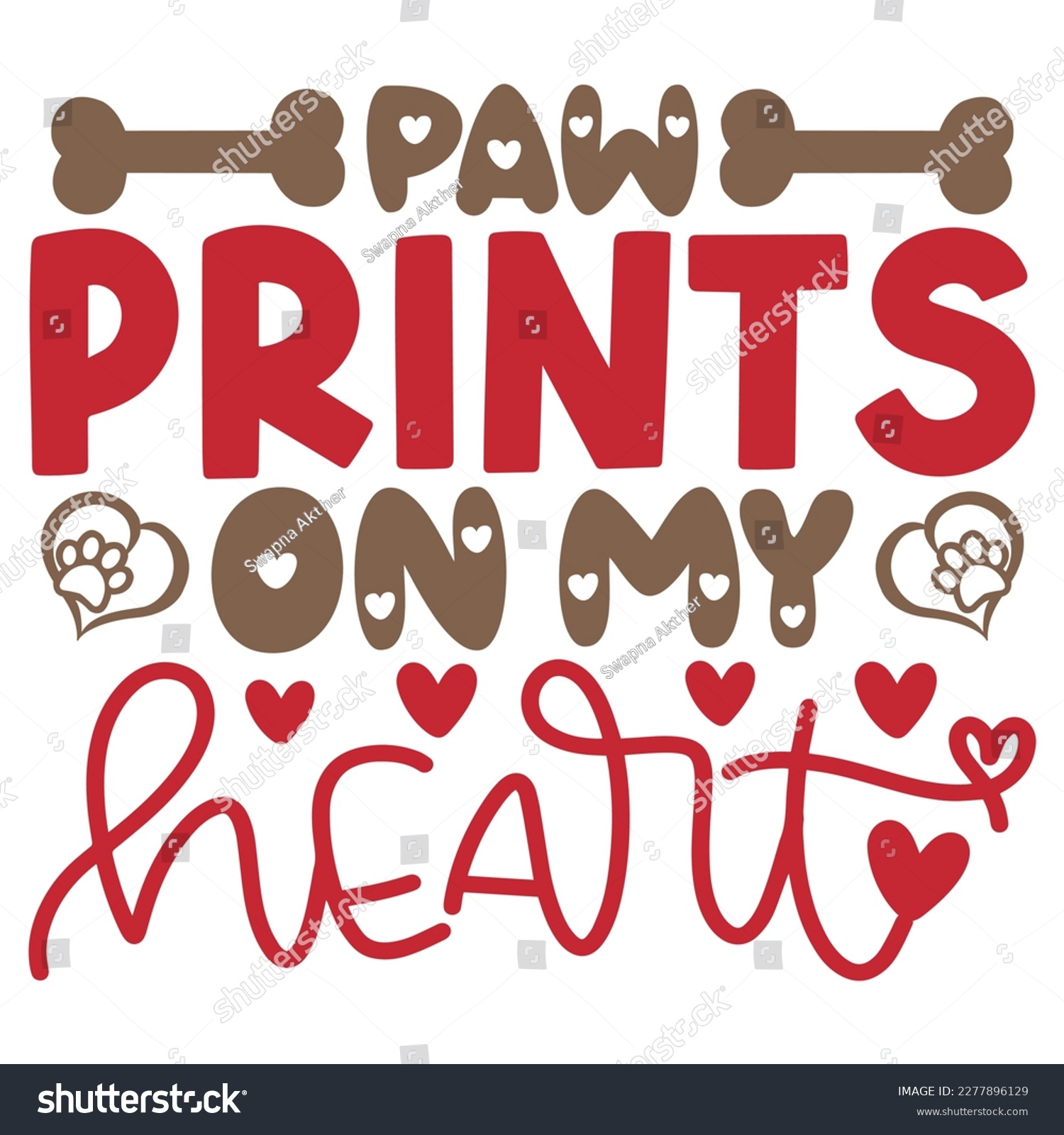 SVG of Paw Prints On My Heart - Boho Retro Style Dog T-shirt And SVG Design. Dog SVG Quotes T shirt Design, Vector EPS Editable Files, Can You Download This  svg
