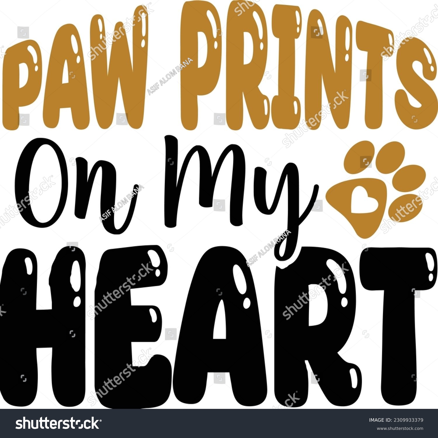 SVG of Paw prints on my heart- Dog Design svg