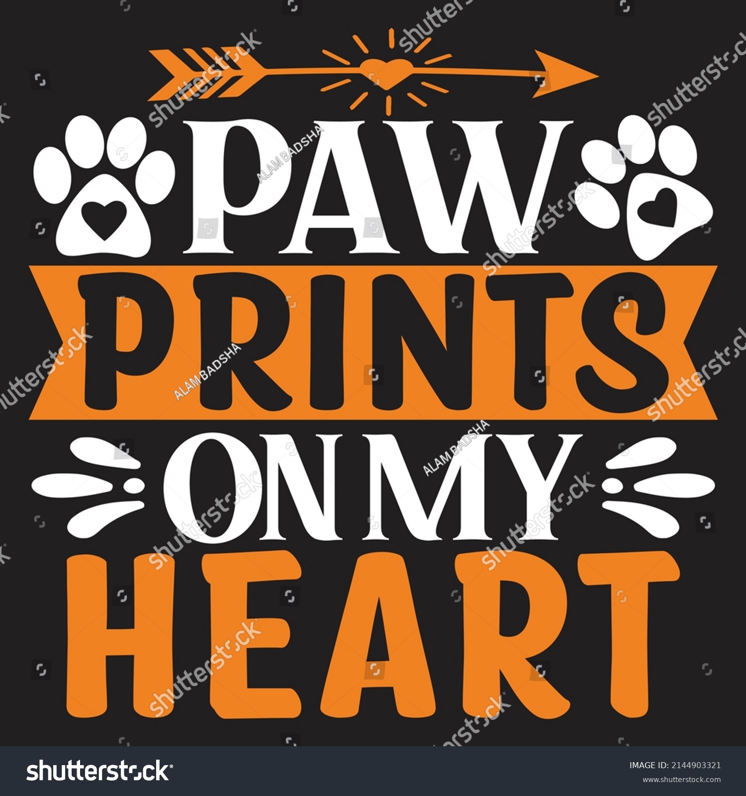 SVG of Paw Prints on My Heart - Dog T-shirt And  SVG Design, Vector File. svg