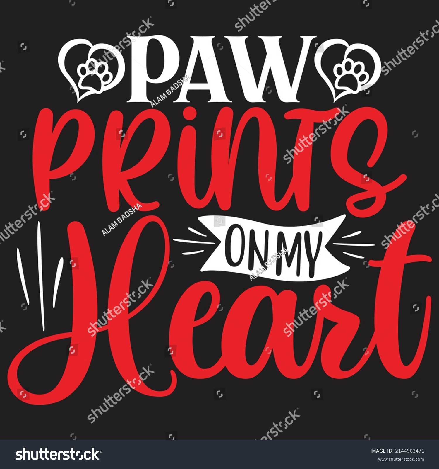 SVG of Paw Prints on My Heart - Dog T-shirt And  SVG Design, Vector File. svg