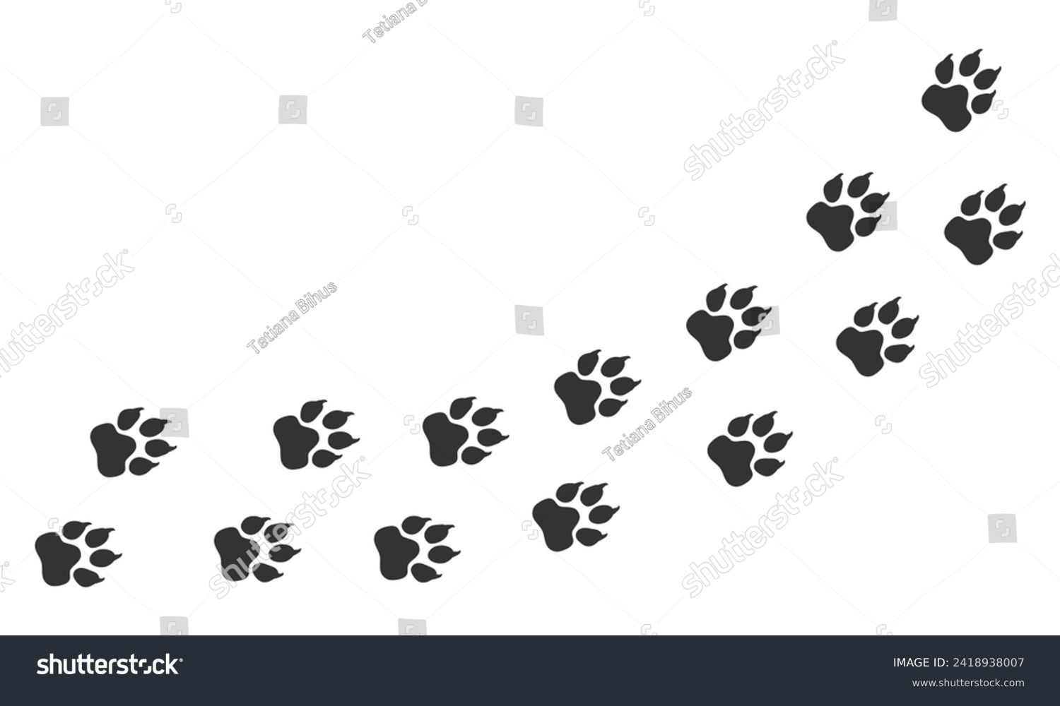 SVG of Paws of a leopard. Animal paw prints, diagonal animal tracks for prints. Vector illustration. svg