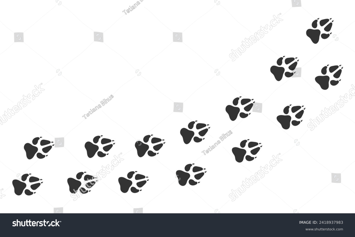 SVG of Paws of a wolf. Animal paw prints, diagonal animal tracks for prints. Vector illustration. svg