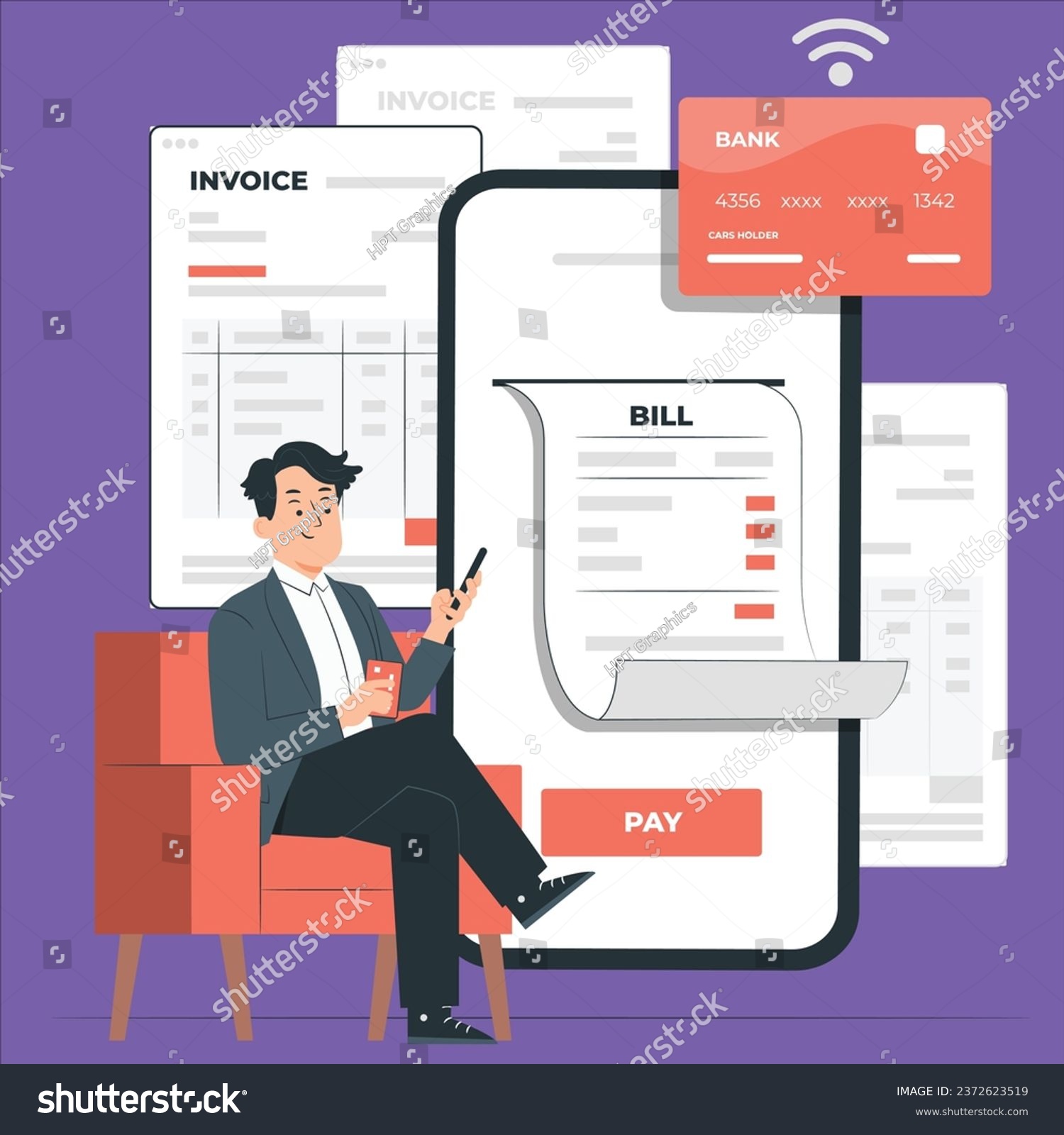 SVG of paying bills concept vector design illustration svg