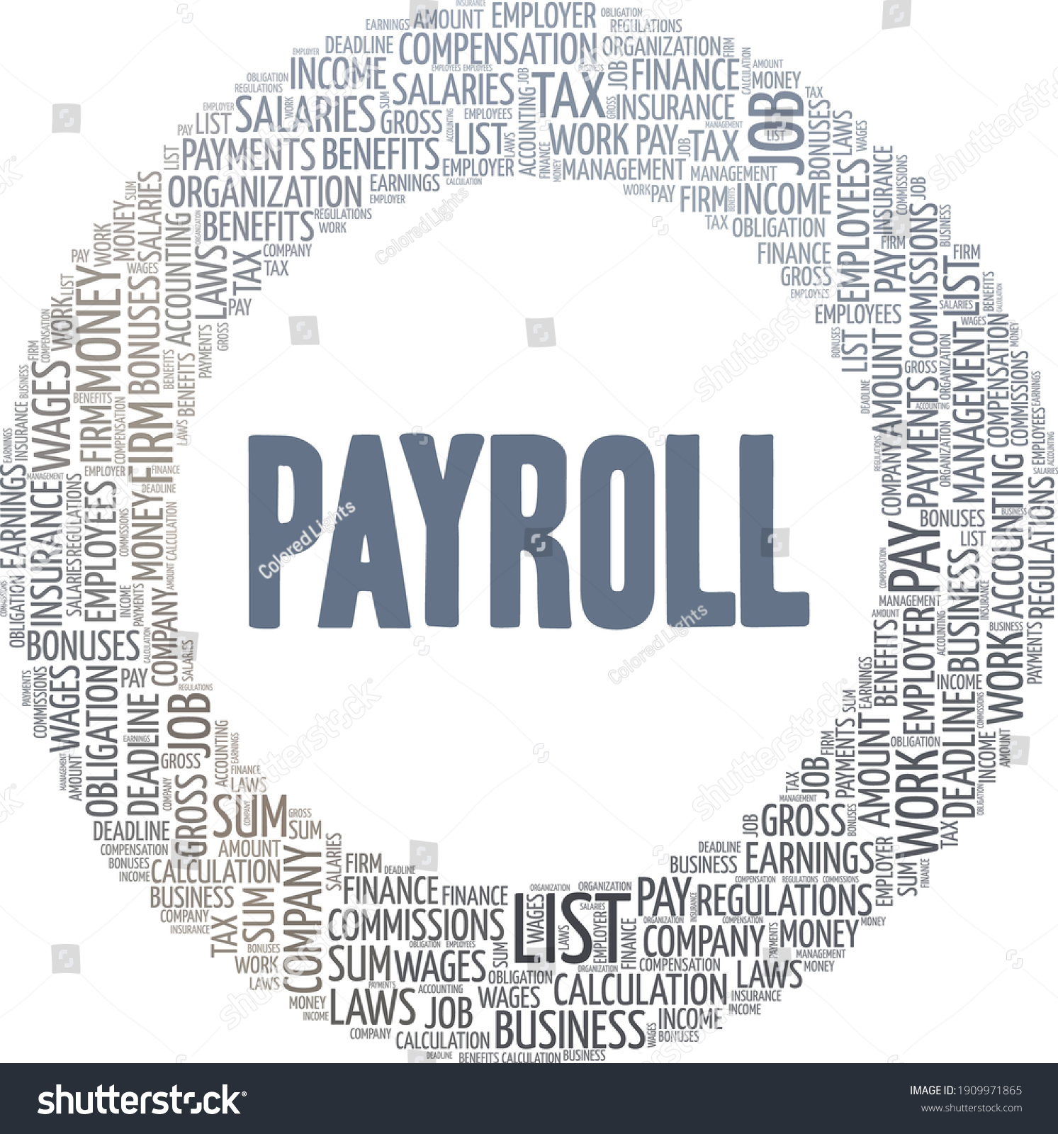 Payroll Vector Illustration Word Cloud Isolated Stock Vector (Royalty ...